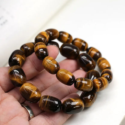 Natural Yellow Tiger Eye stone bracelet with ethnic style design and constellation patterning