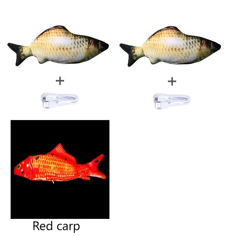 Electronic jumping fish cat toy 30cm length USB rechargeable multicolour PP material