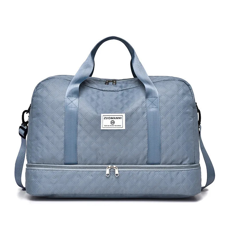 Oxford cloth travel bag with 36-55 litre capacity in street trend style with sewing thread details