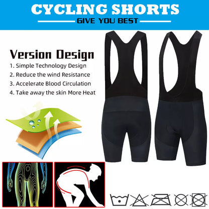 Men's Team Cycling Shorts in black and black white options, featuring breathable mesh fabric for cyclists.