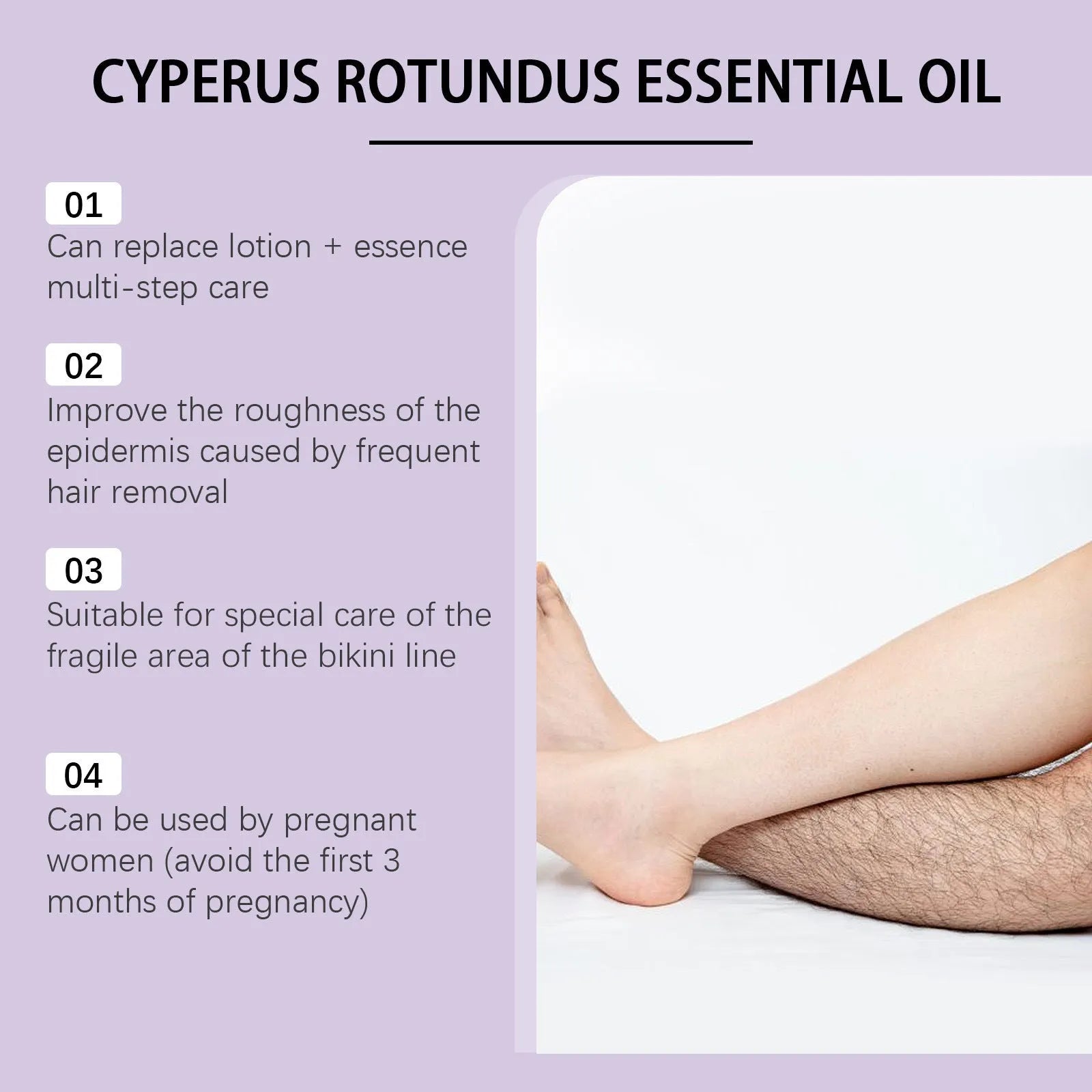60ml bottle of hair removal treatment essential oil with botanical extracts