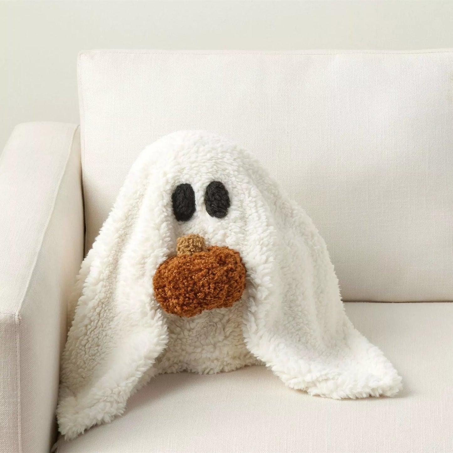 Gus The Ghost With Pumpkin Pillow Halloween Plush Throw Cushion - 75*90CM, PP cotton filled, festive home decor