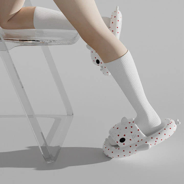 Stylish heart-shaped shark slippers with breathable, anti-slip soles and a variety of vibrant color options