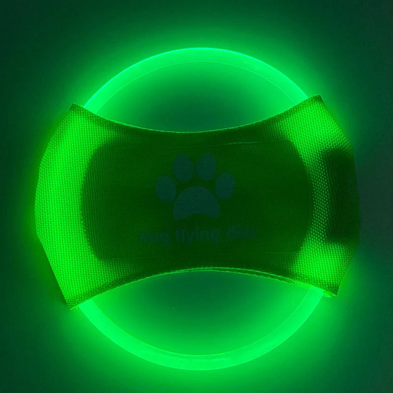 LED glowing dog flying disc in various colors, perfect for night-time play