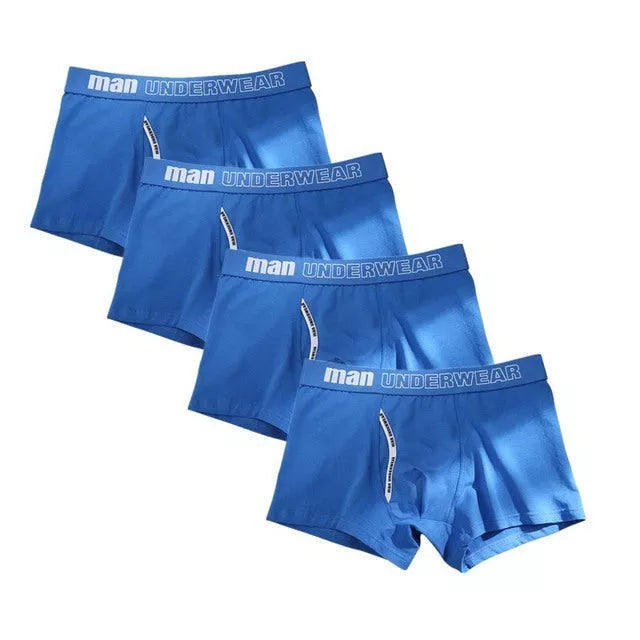 Men's cotton boxer underpants with antibacterial feature in solid colors