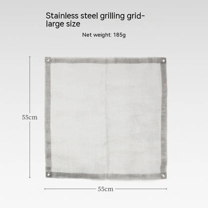 Silver stainless steel barbecue grill net with chrome-plated frame in medium and large sizes
