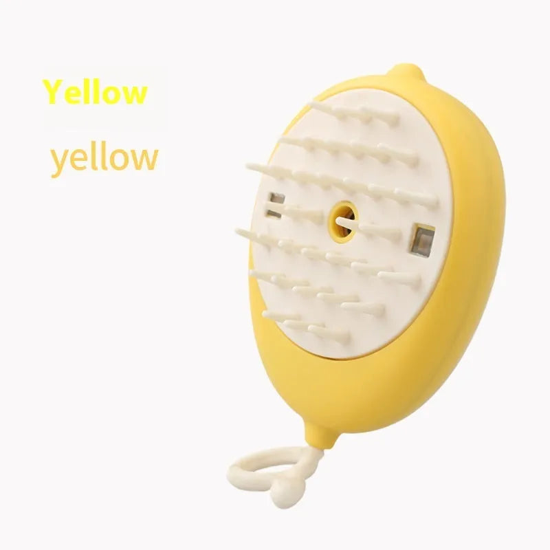 Green avocado-shaped pet grooming spray brush with comb for dogs and cats on a white background.