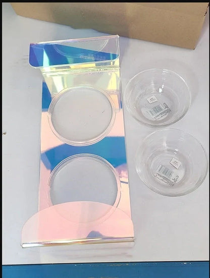 Dazzling holographic acrylic pet bowl for small dogs and cats with anti-slip base
