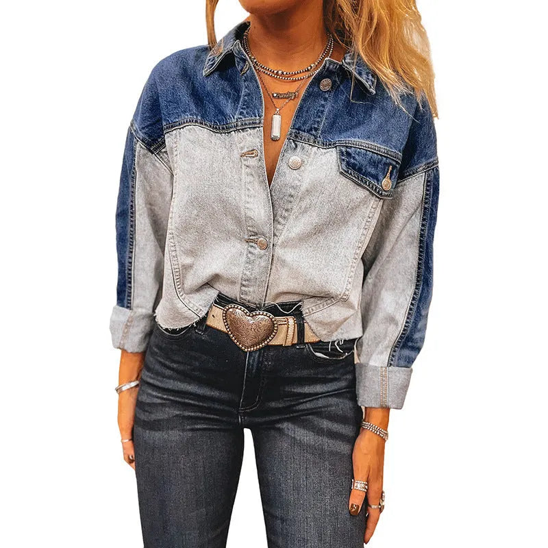 Women's loose fit denim coat with single row multi-buckle front closure in colour LC7821465-P704