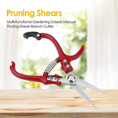 Multifunctional garden scissors with safety buckle and stainless steel spring for pruning