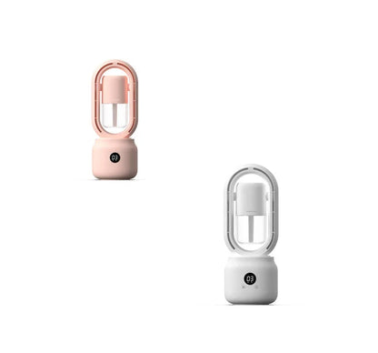 Portable USB rechargeable water-cooled fan with mist humidifier, bladeless design for safety and easy cleaning, 3-in-1 cooling, humidifying, and ambient lighting device