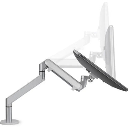 Silver aluminium alloy laptop stand holding a notebook on a desk