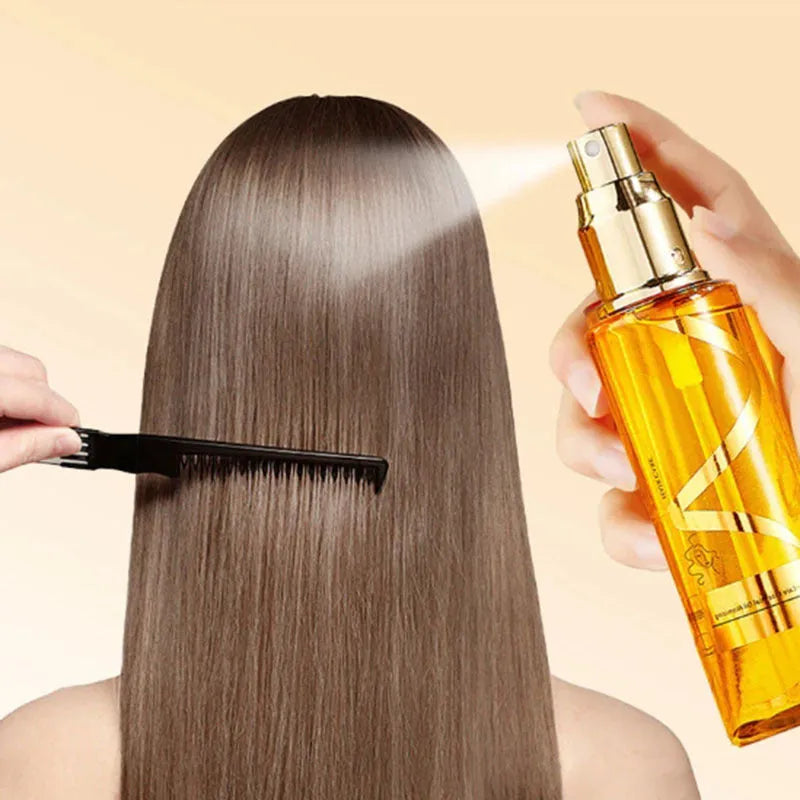 Perfume Soft Hair Care Essential Oil Spray 70ml Wash-Free Anti-Static Treatment to Improve Dry and Frizzy Hair in Gold