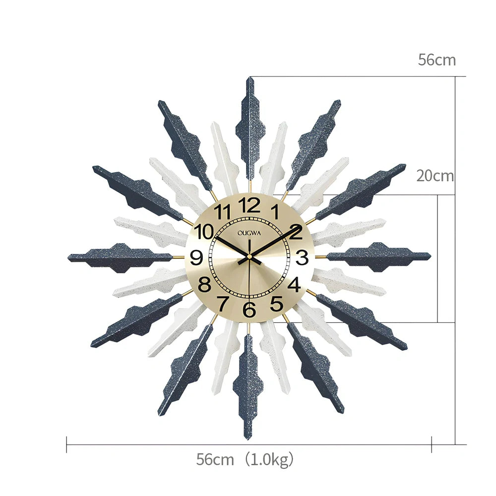 Metal wall clock with pointer and number display showing battery-powered seconds-sweeping movement