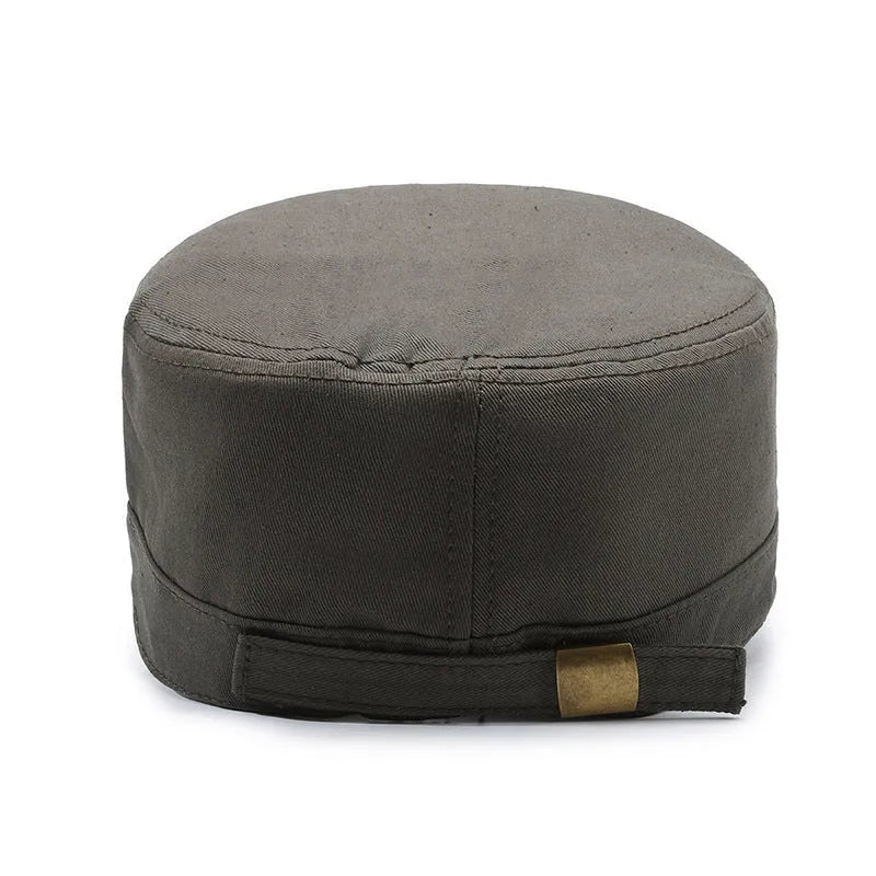 Men's adjustable cotton peaked cap in army green with dome crown design for sun protection