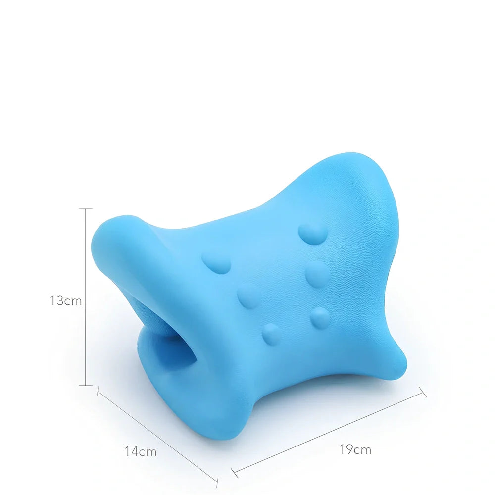 Magnetic cervical pillow with snail shape design showing six-point traction system and 13cm support height