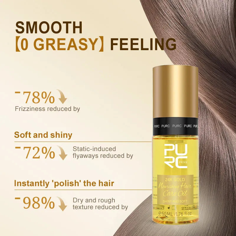 Yellow 50ml bottle of curly hair repair essential oil for split ends and frizzy hair.