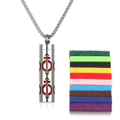 Titanium steel aromatherapy pendant with essential oil diffuser in various color options