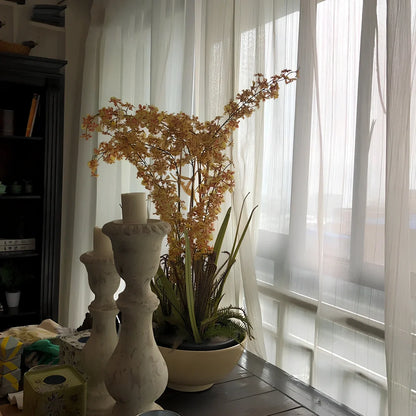 White Nordic linen curtain panel, hemp polyester blend, 1.0m width by 1.3m height, plain pattern for light diffusion