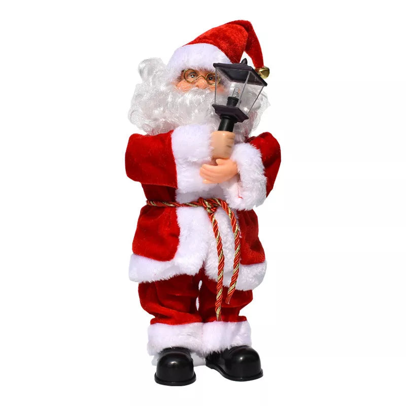Electric Santa Claus Music Doll playing saxophone, guitar, and drums for holiday decoration