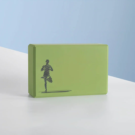 Black mandala pattern yoga brick measuring 23cm with textured surface for enhanced grip during yoga practice