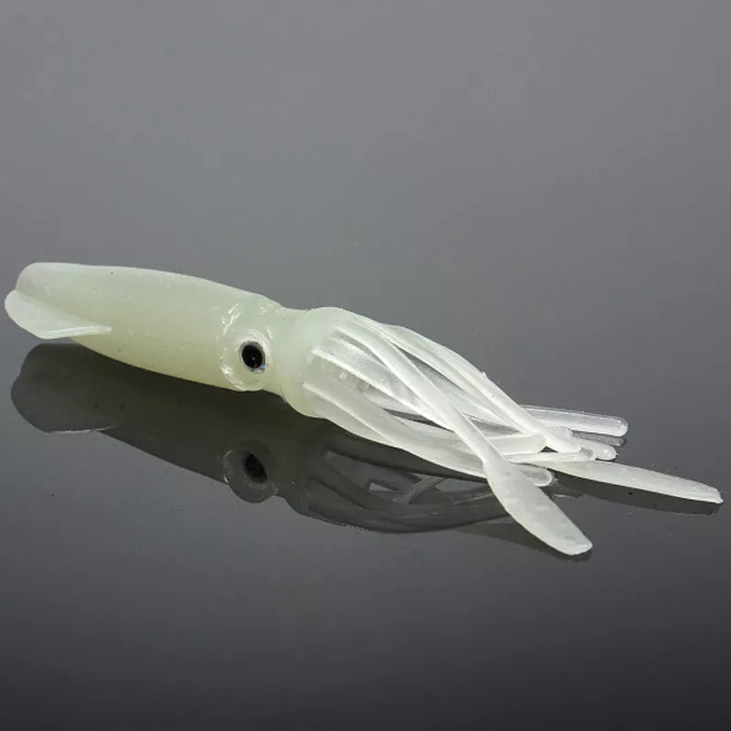 Luminous squid bait for sea fishing with bionic design and soft plastic material