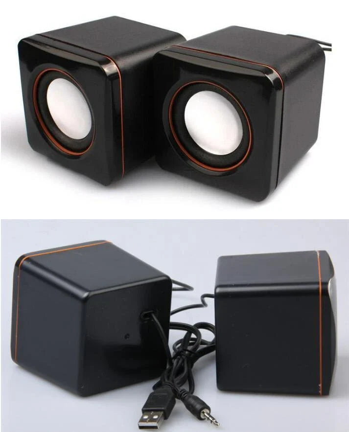 Compact USB-powered desktop speaker with adjustable volume and clear sound quality