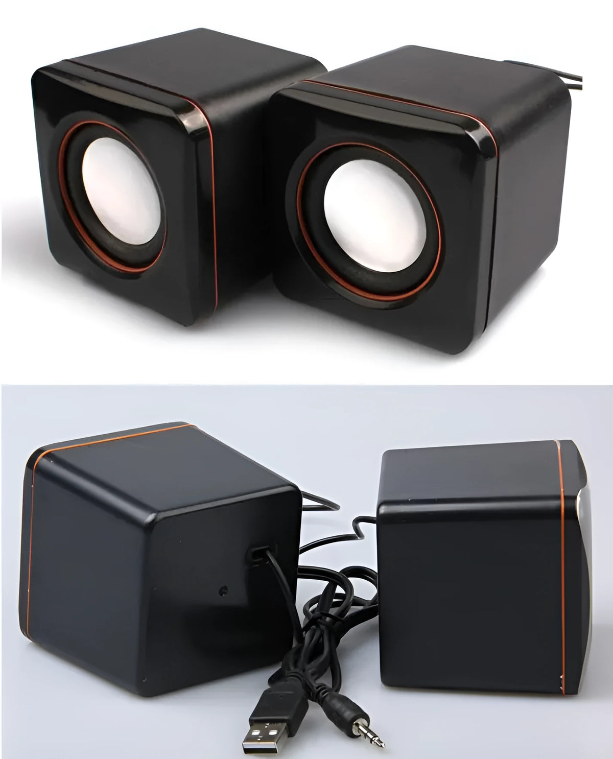 Mini portable USB wired desktop speaker with built-in loudspeaker and adjustable volume, 65 x 65 x 65 cm