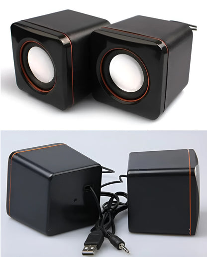 Mini portable USB wired desktop speaker with built-in loudspeaker and adjustable volume, 65 x 65 x 65 cm