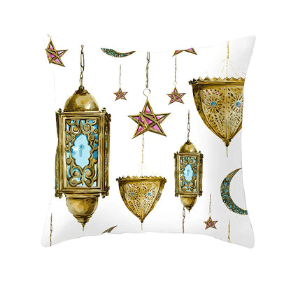 Single-sided digital printed peach skin pillowcase measuring 44cm for Ramadan Eid decor