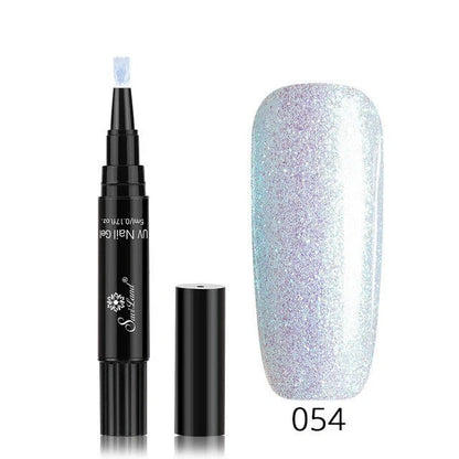 3-in-1 Gel Nail Varnish Pen with Glitter for One-Step Nail Art