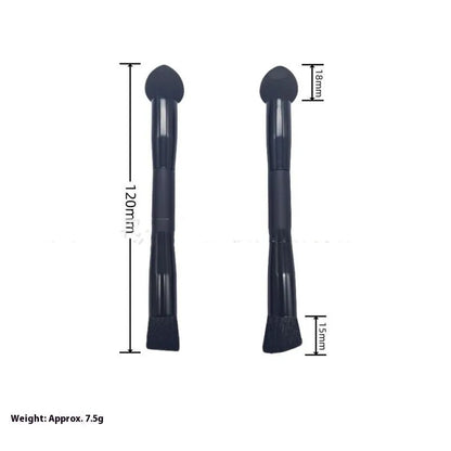 Black wooden handle concealer brush with sponge tip for dark circle coverage
