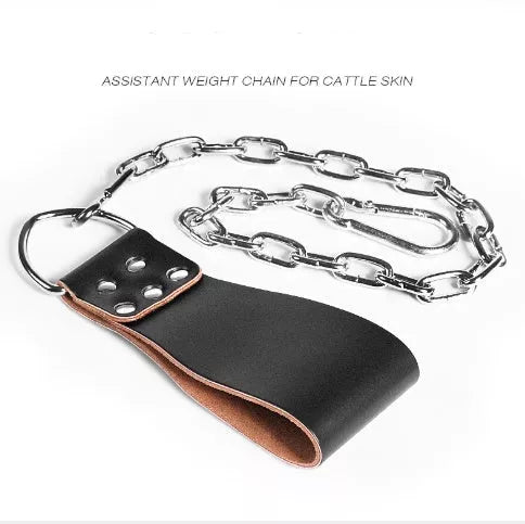 Leather weight lifting belt with chain ring for power training in various colors