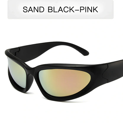 Personalised steam punk full frame cycling sunglasses in sand black grey chip style with mercury lenses for glare reduction