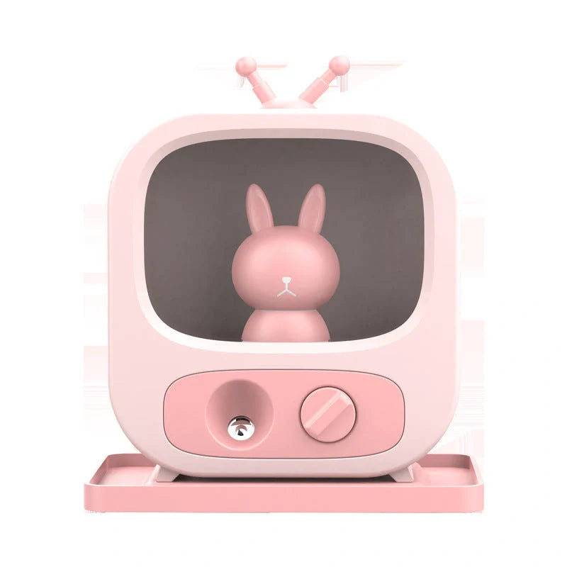 Compact USB mini air humidifier with night light in green, pink, and blue options