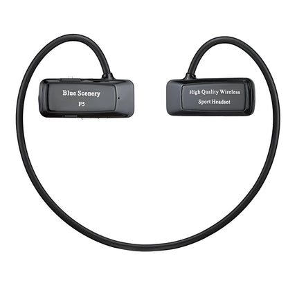 F5 wireless Bluetooth headset with card, ear-hook design, Bluetooth 4.0, 10 metre range, in black gold red or white