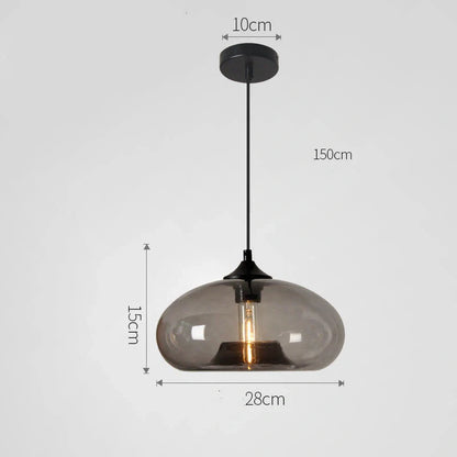Nordic Modern Loft Pendant Lamp with adjustable height and glass body in various colors
