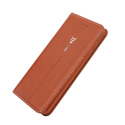Black PU leather wallet case for iPhone X with cards stored inside