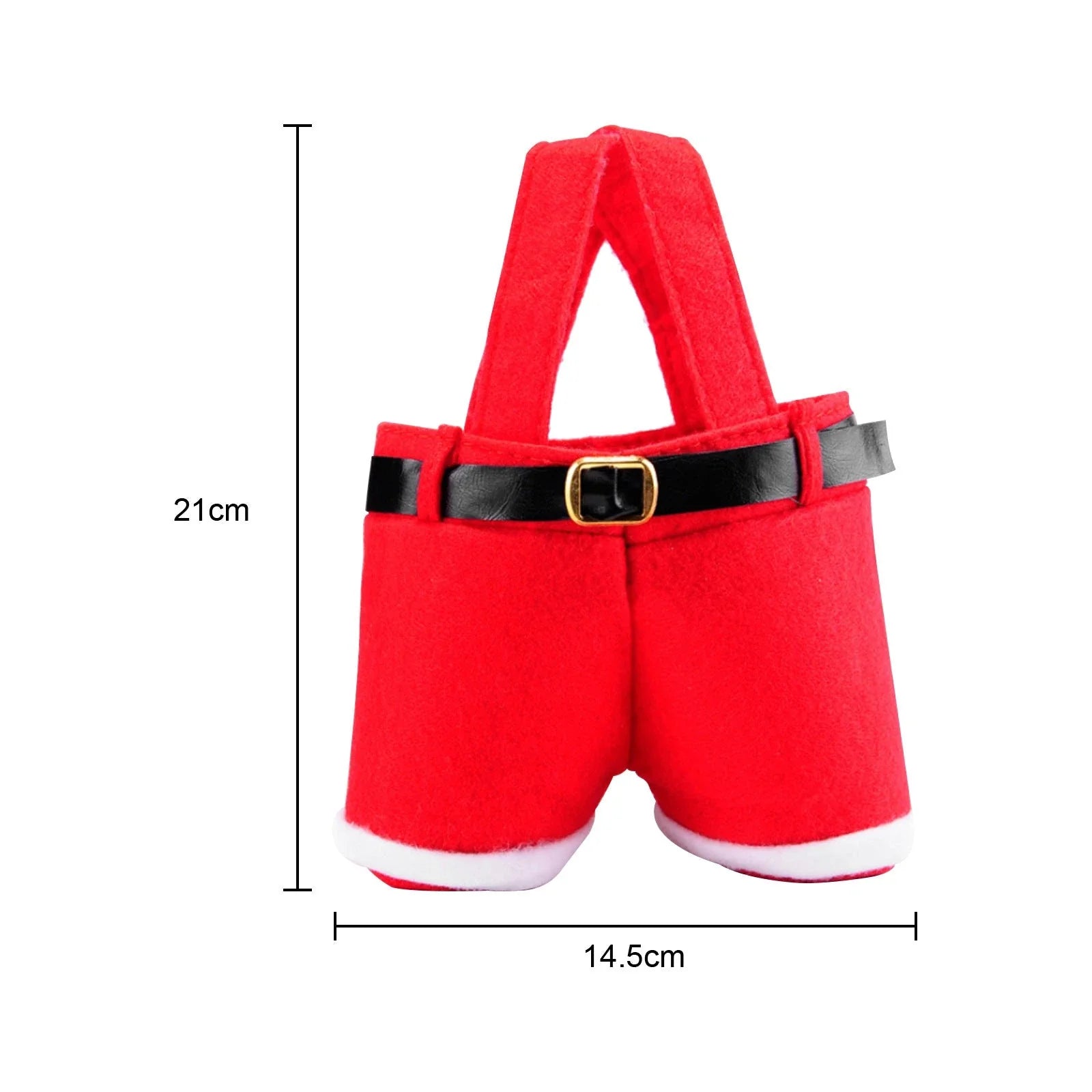 Festive Santa pants-shaped Christmas gift bag made of wool fabric, perfect for holding holiday treats and small gifts