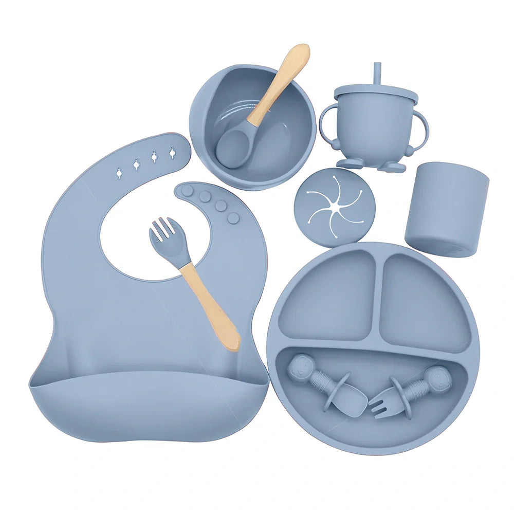 10-piece baby silicone feeding set in multiple colours with temperature range -40°C to 220°C