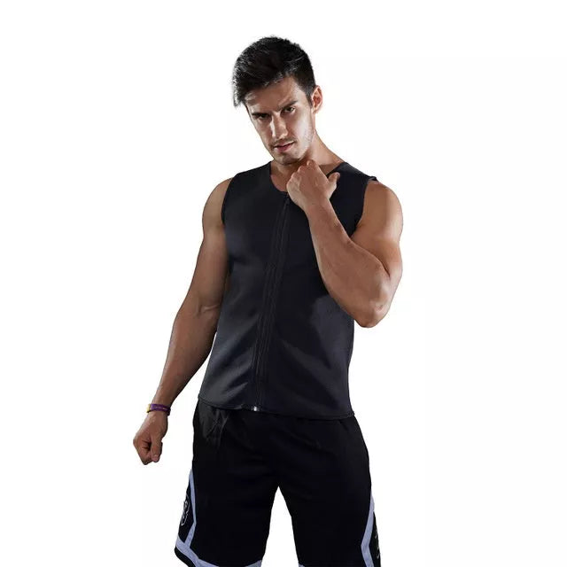 Black chlorinated fiber fitness vest with zipper closure for workouts