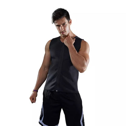 Black chlorinated fiber fitness vest with zipper closure for workouts