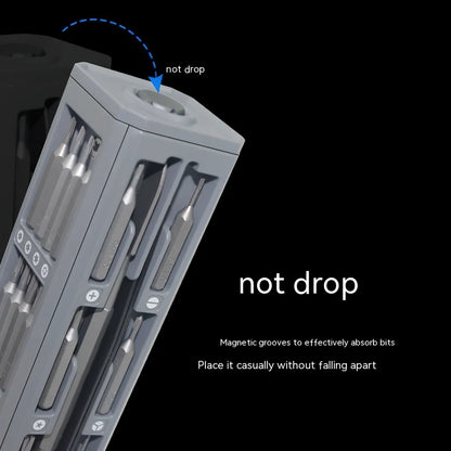 44-piece screwdriver set with S2 alloy steel bits in 37mm x 37mm x 150mm storage case