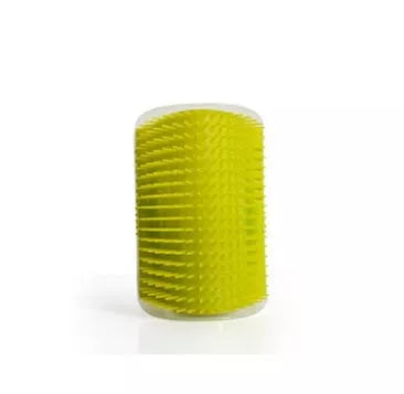 Cat Self-Grooming Brush mounted on wall with cat using it