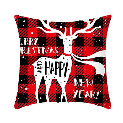 Elk Santa Claus plush cushion cover for festive holiday decor