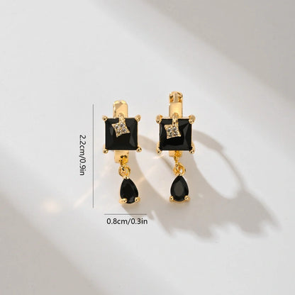 Trendy copper-plated gold fashion earrings with water droplet design in multiple colors.