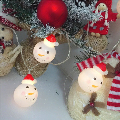 Festive Navidad LED string lights in Snowman, Snow Ball, and Santa Claus colors for holiday decorations
