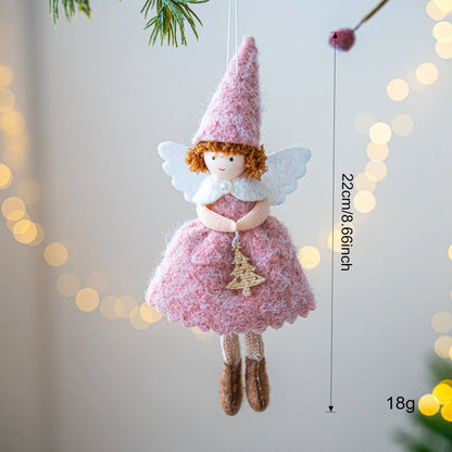 Modern Christmas angel skirt felt pendant decoration in white or pink with cloth material