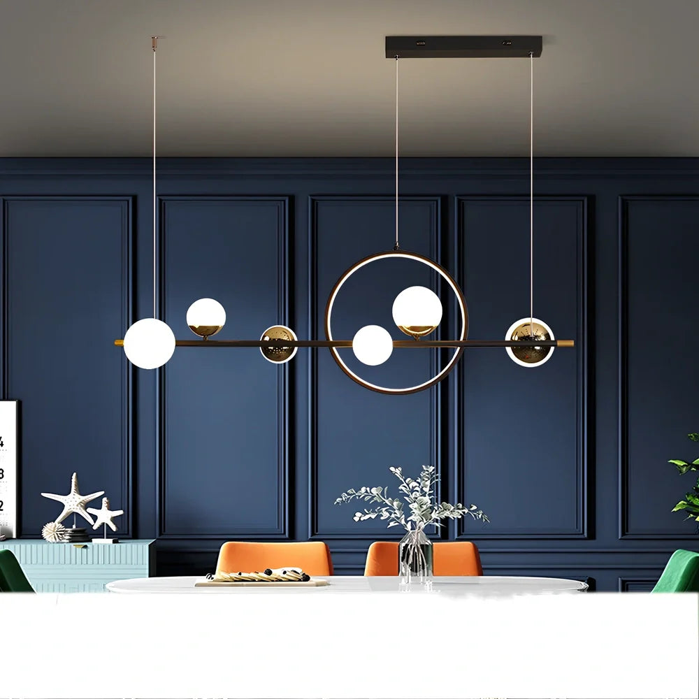 Nordic style restaurant chandelier with 112cm diameter iron framework and six light sources