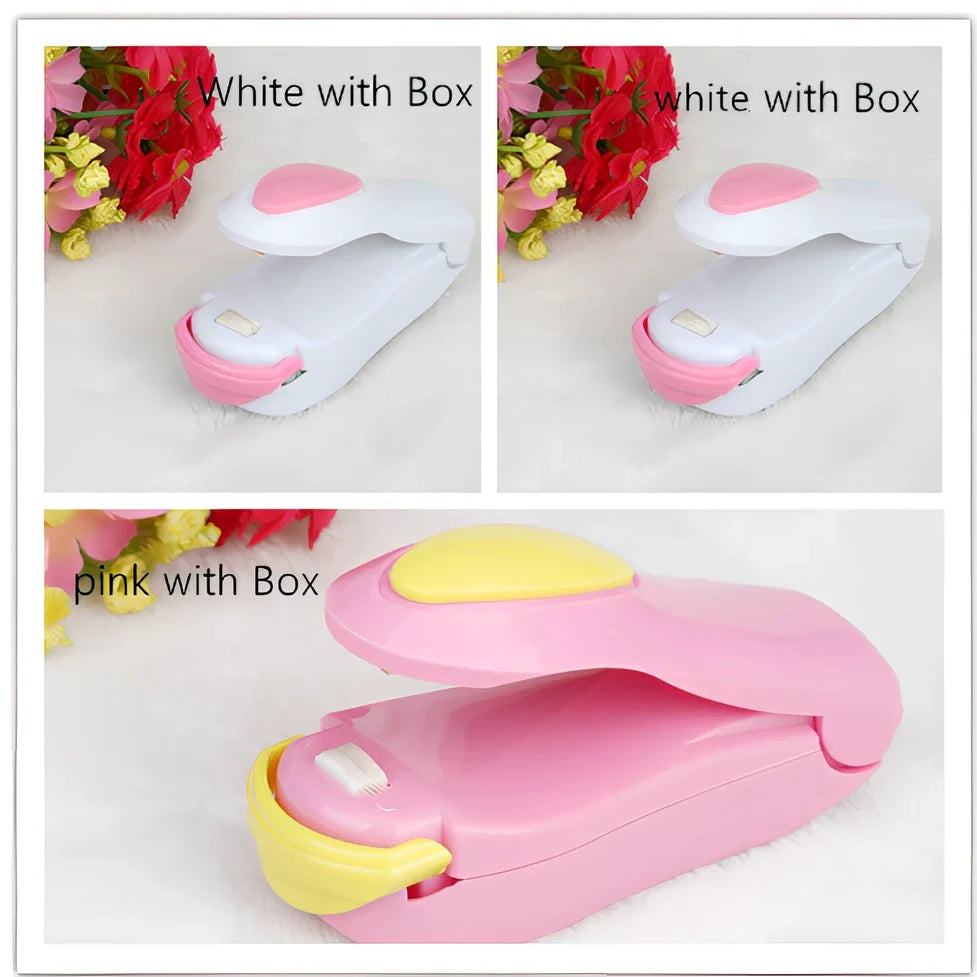 Mini hand pressure heat sealing machine measuring 10cm with magnetic base for plastic bag food preservation